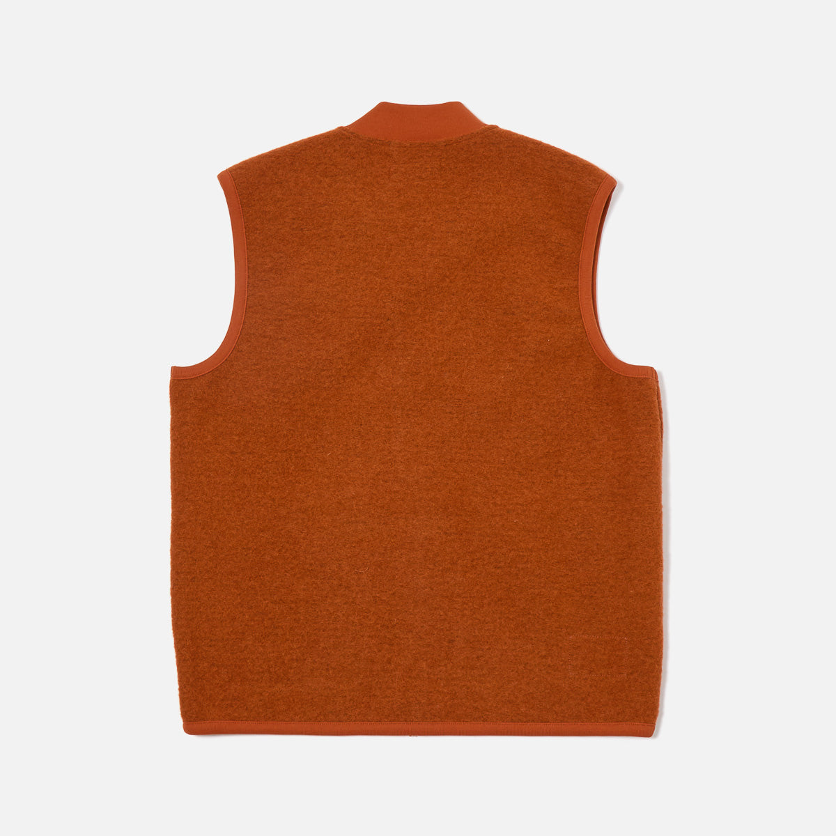 Zip Waistcoat - Rust Wool Fleece