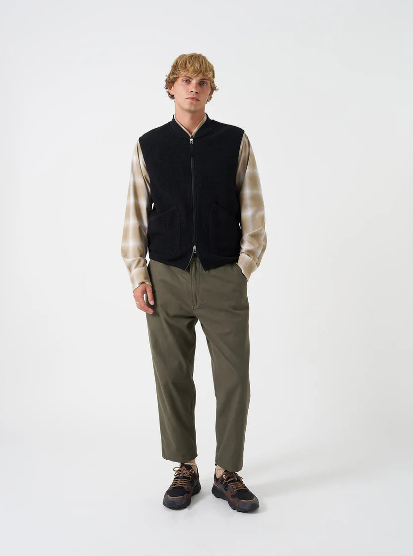 Zip Waistcoat - Black Wool Fleece