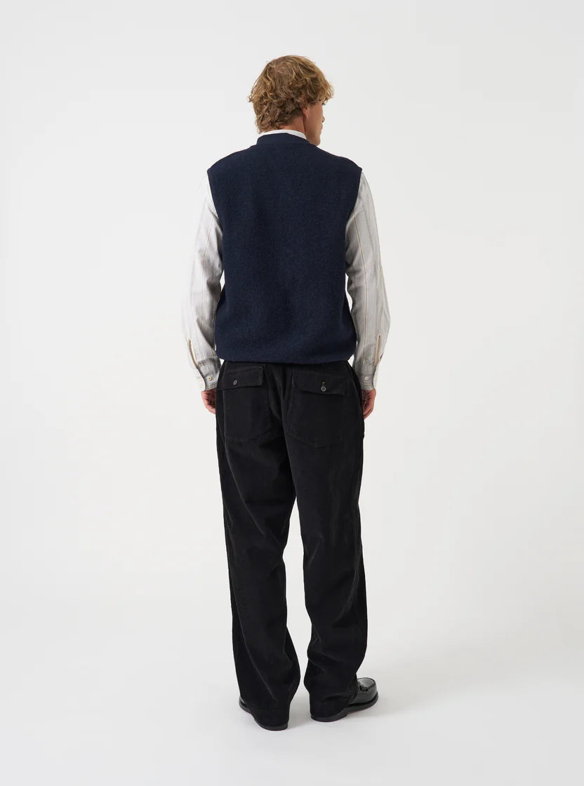 Zip Waistcoat - Navy Wool Fleece
