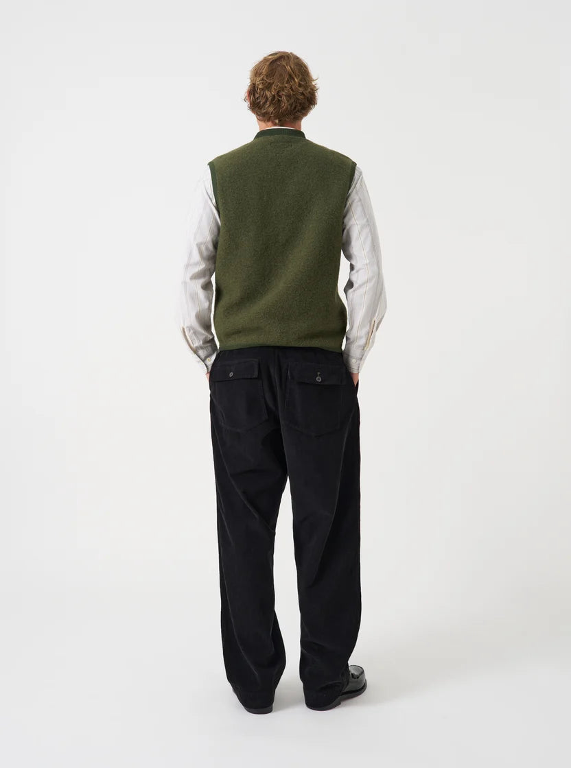 Zip Waistcoat - Olive Wool Fleece