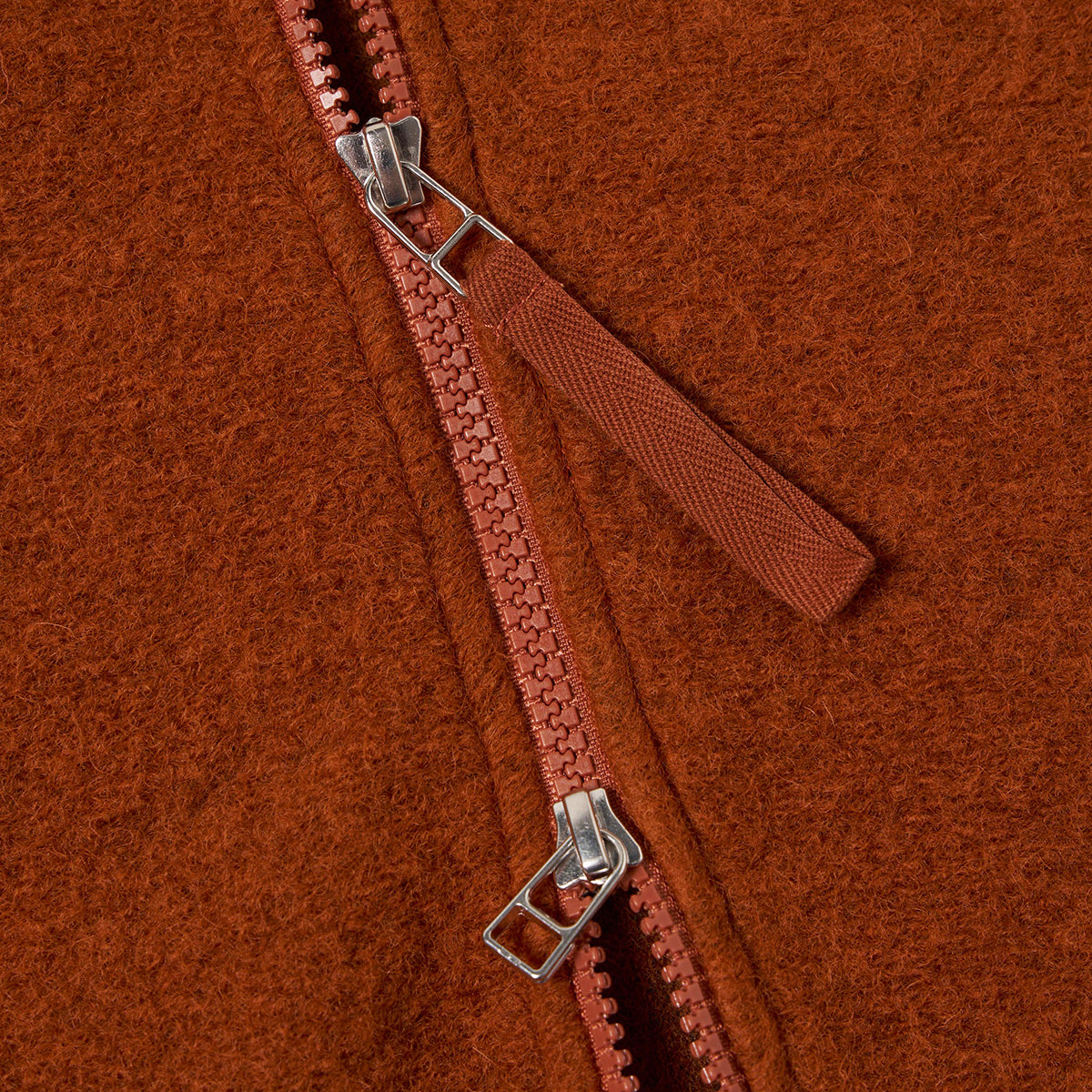 Zip Waistcoat - Rust Wool Fleece