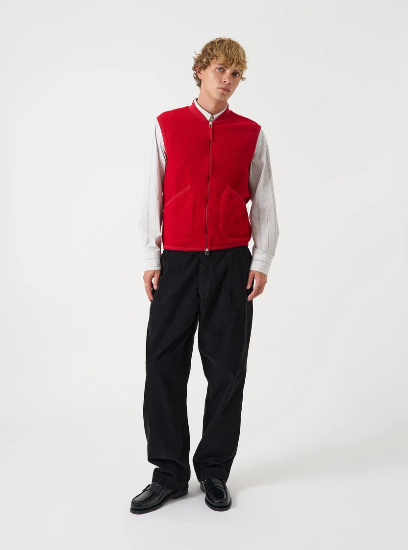 Zip Waistcoat - Scarlet Wool Fleece