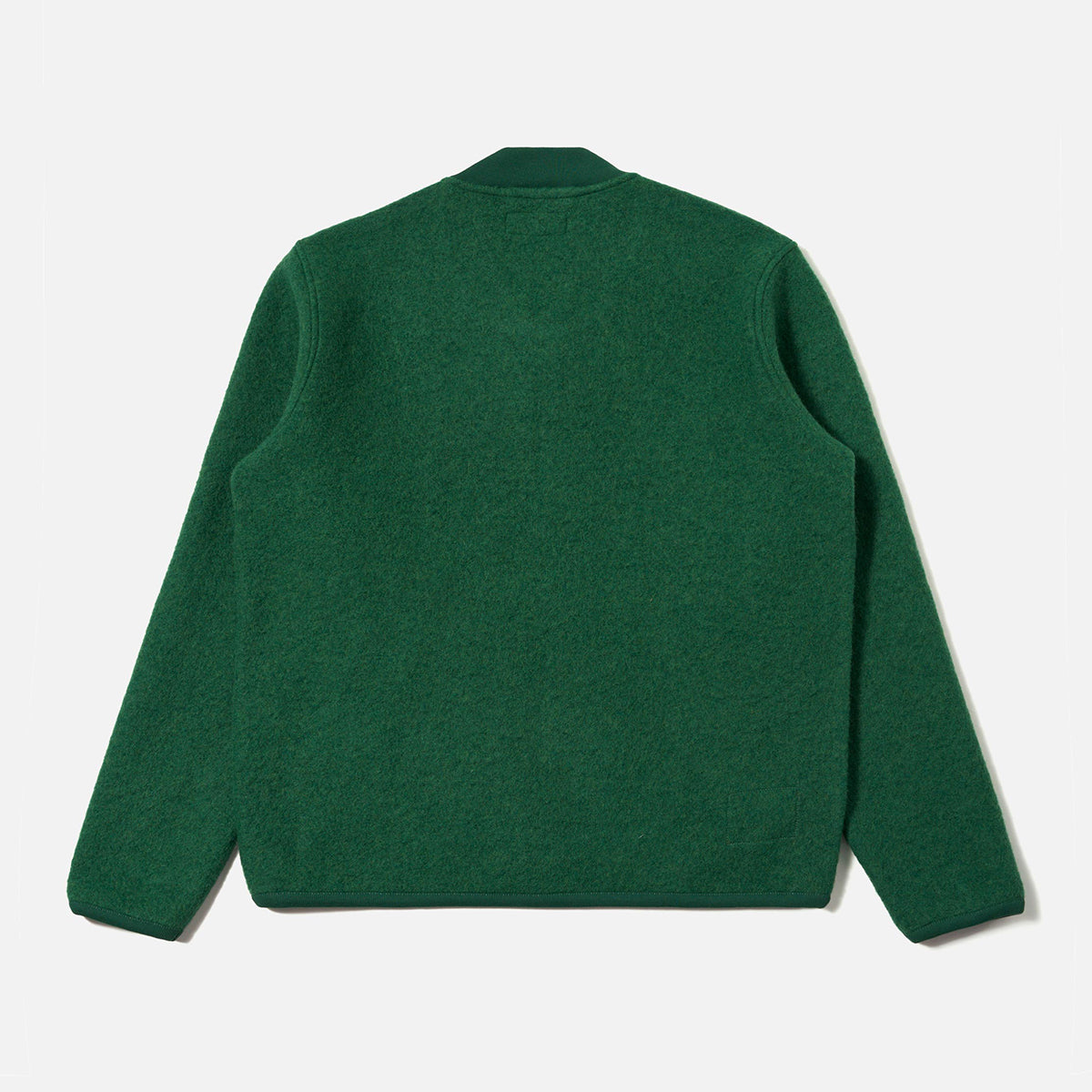 Zip Bomber Jacket - Green Wool Fleece