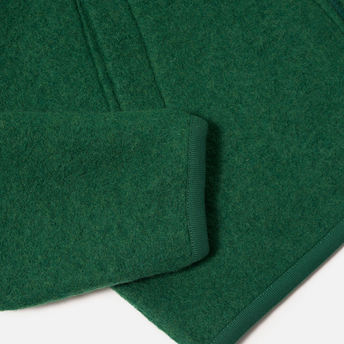 Zip Bomber Jacket - Green Wool Fleece