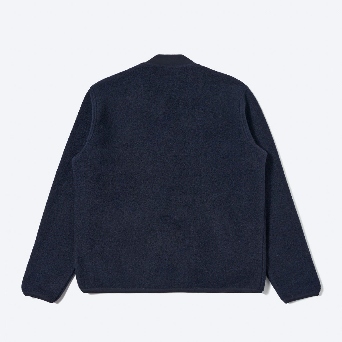 Zip Bomber Jacket - Navy Wool Fleece