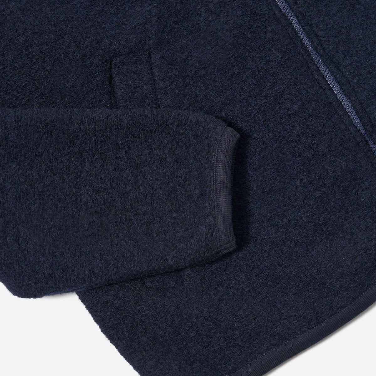 Zip Bomber Jacket - Navy Wool Fleece