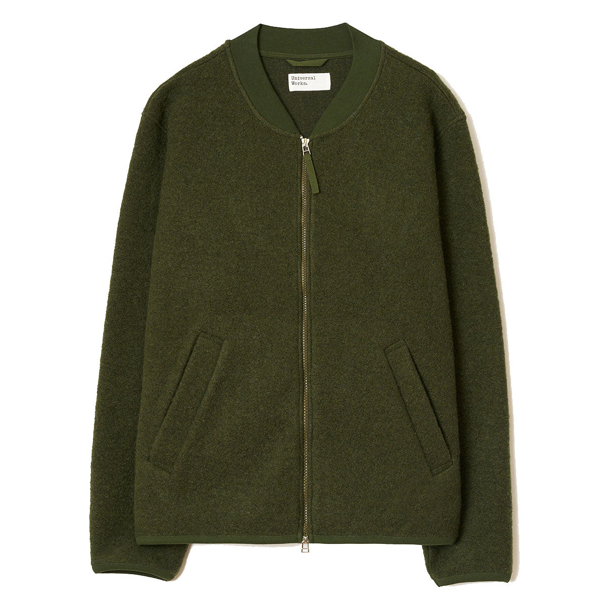 Zip Bomber - Olive Wool Fleece