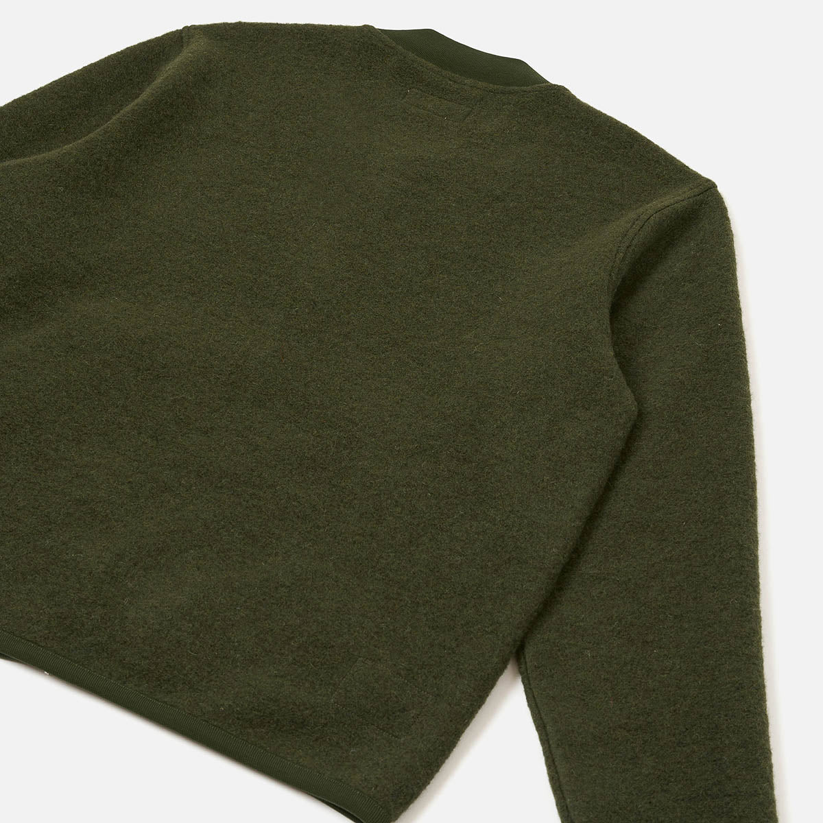 Zip Bomber - Olive Wool Fleece