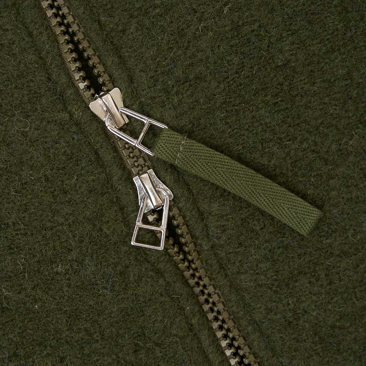 Zip Bomber - Olive Wool Fleece