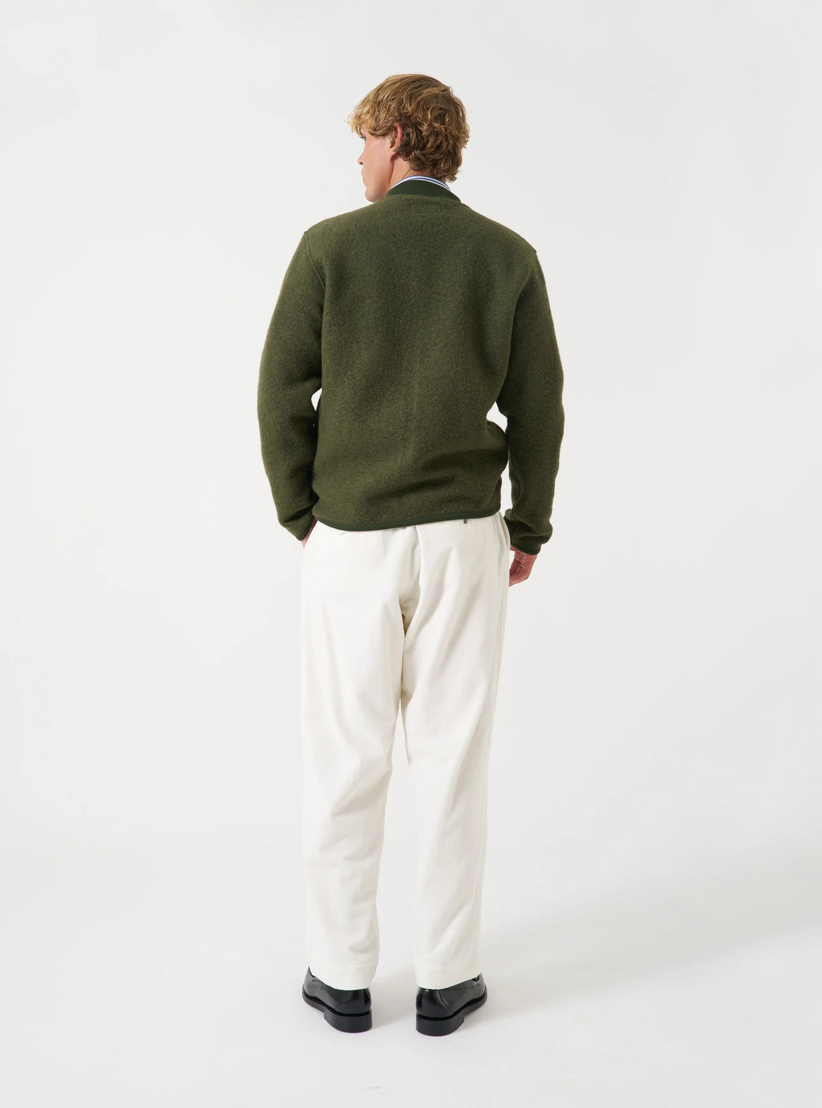 Zip Bomber - Olive Wool Fleece