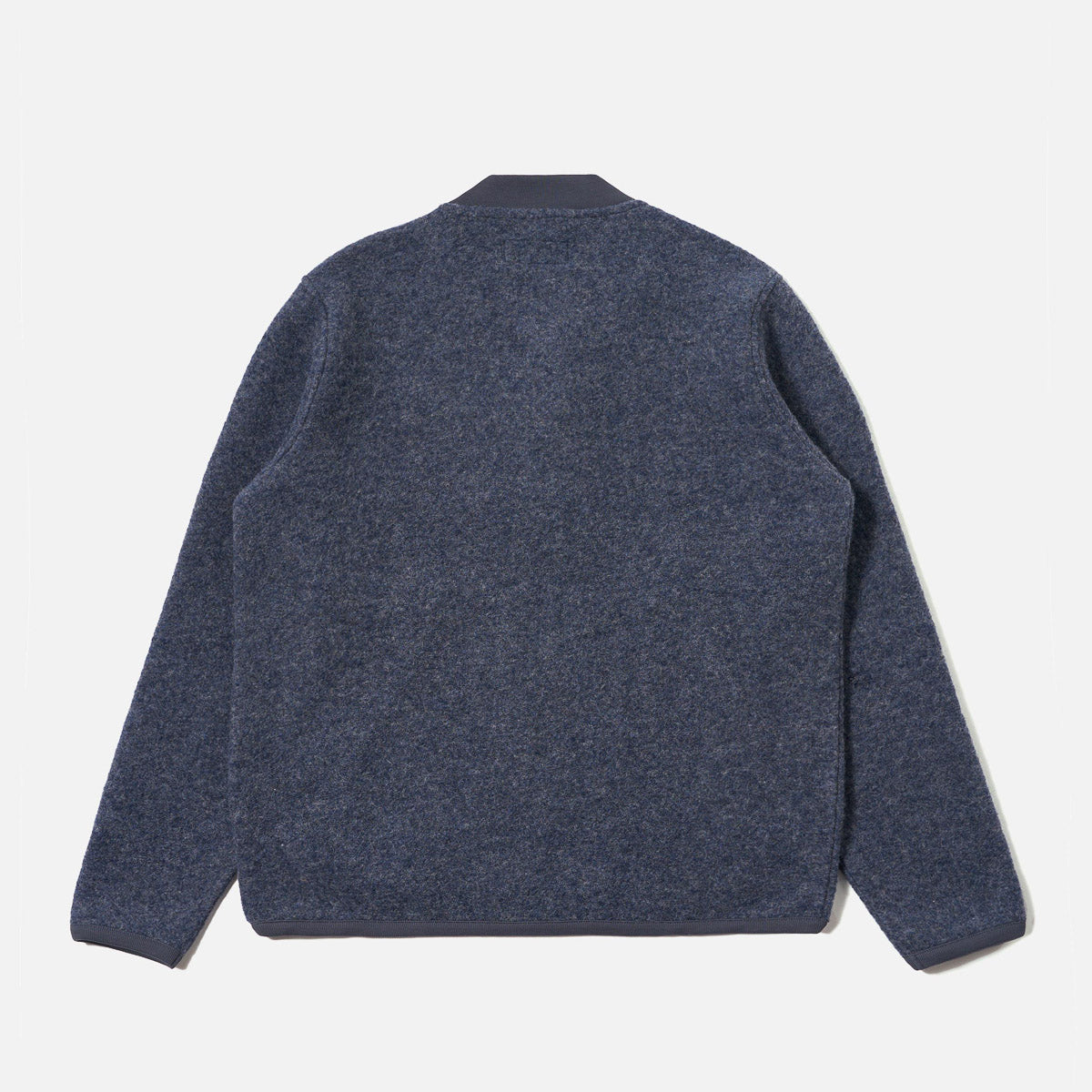 Zip Bomber Jacket - Slate Blue Wool Fleece