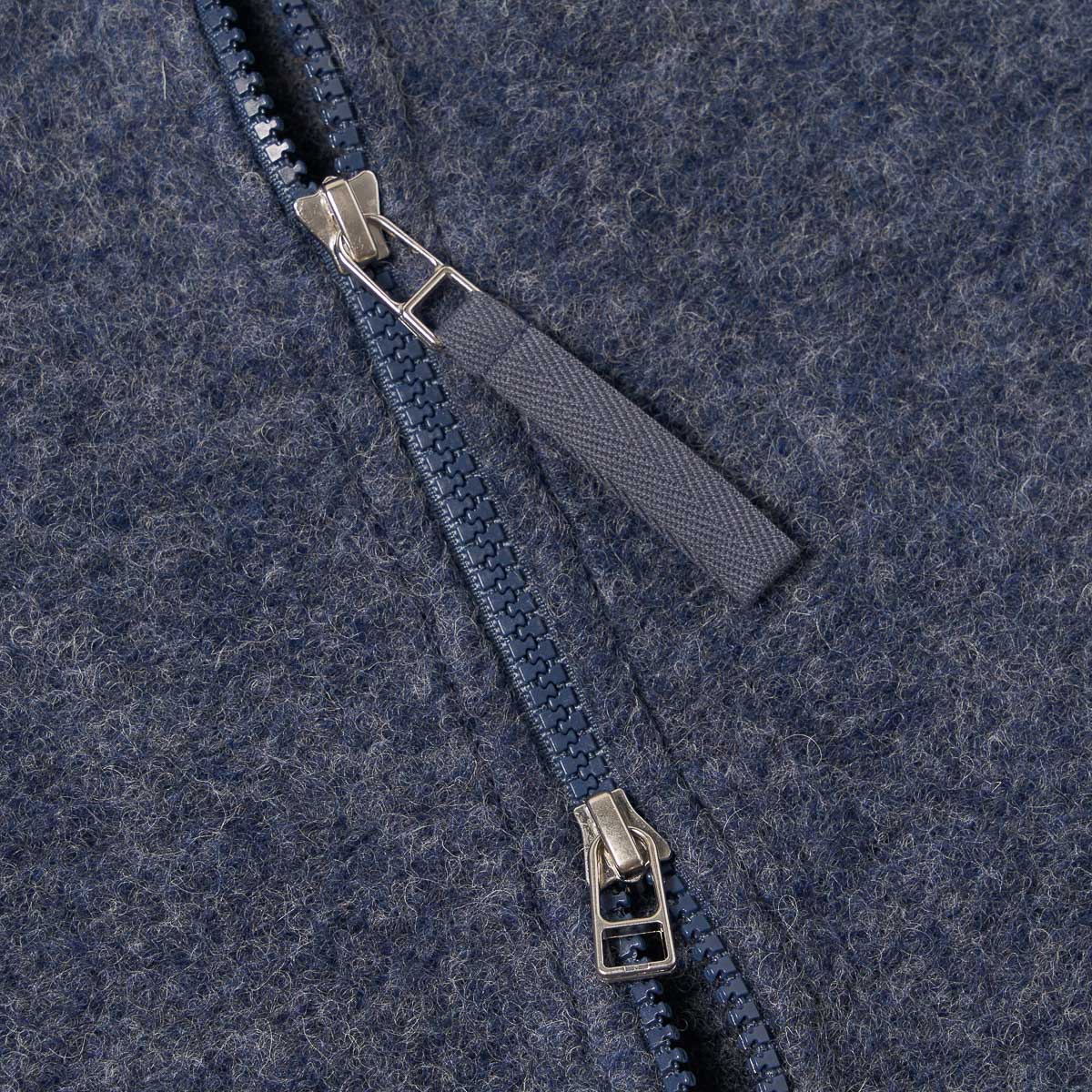Zip Bomber Jacket - Slate Blue Wool Fleece