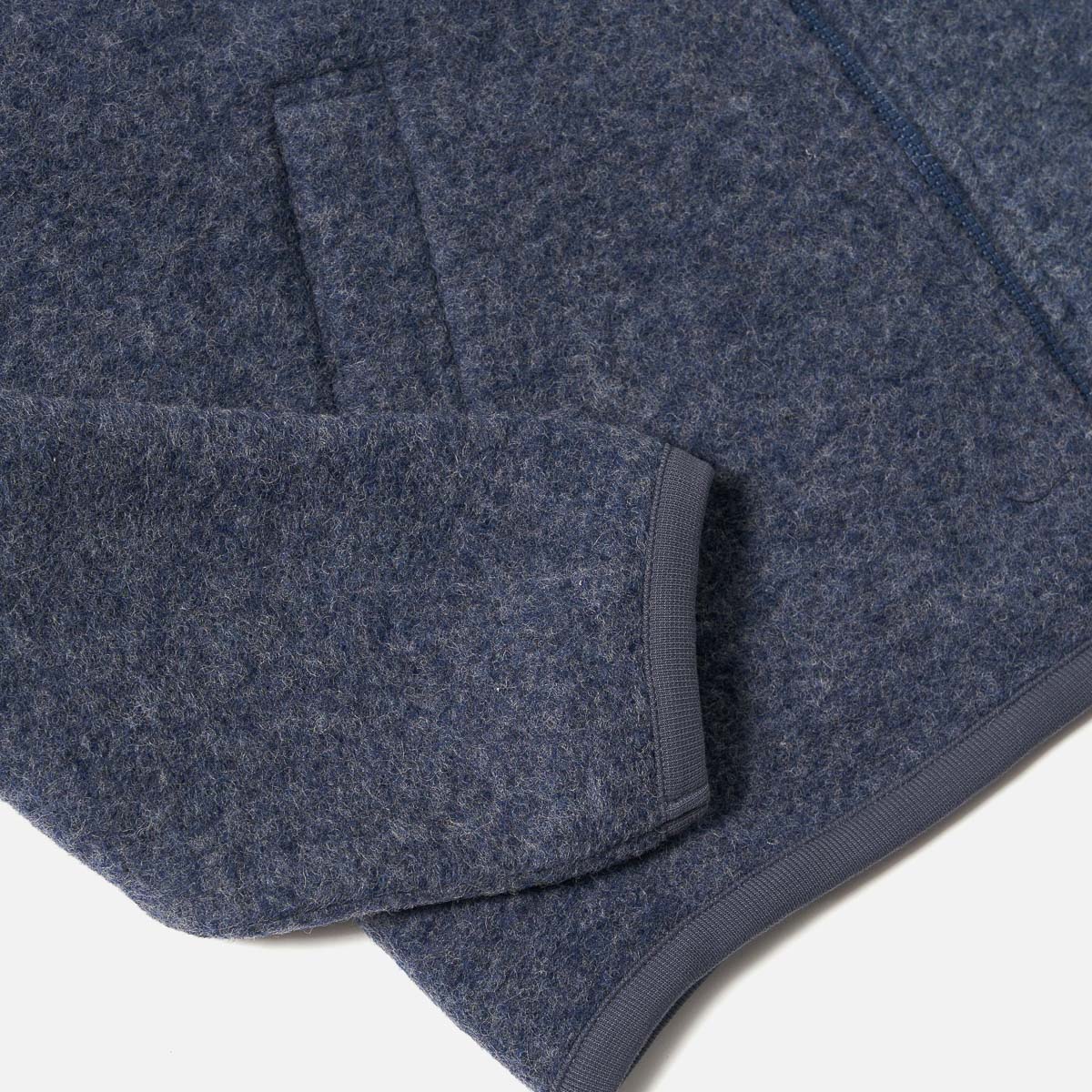 Zip Bomber Jacket - Slate Blue Wool Fleece