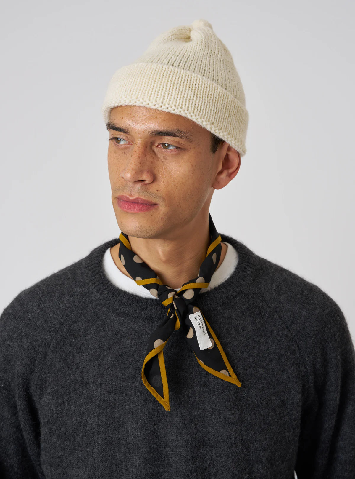 Dot Print Rayon Scout Scarf - Black
