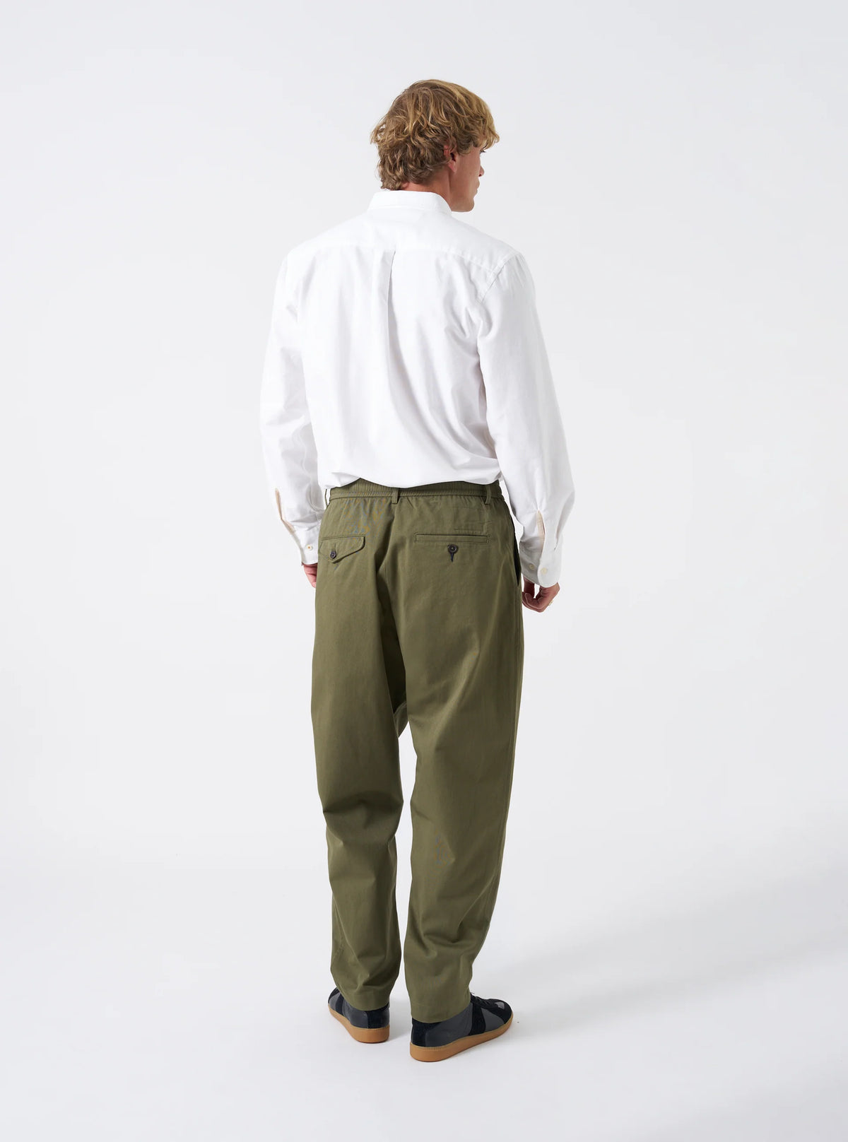 Pleated Track Pant - Light Olive Twill