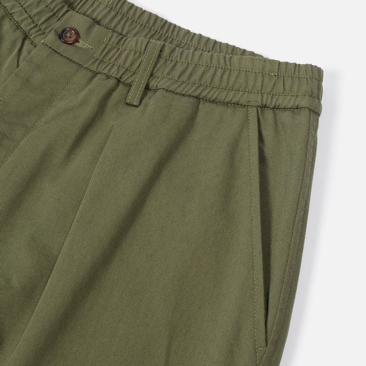 Pleated Track Pant - Light Olive Twill