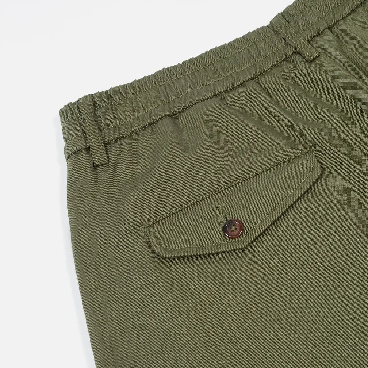 Pleated Track Pant - Light Olive Twill