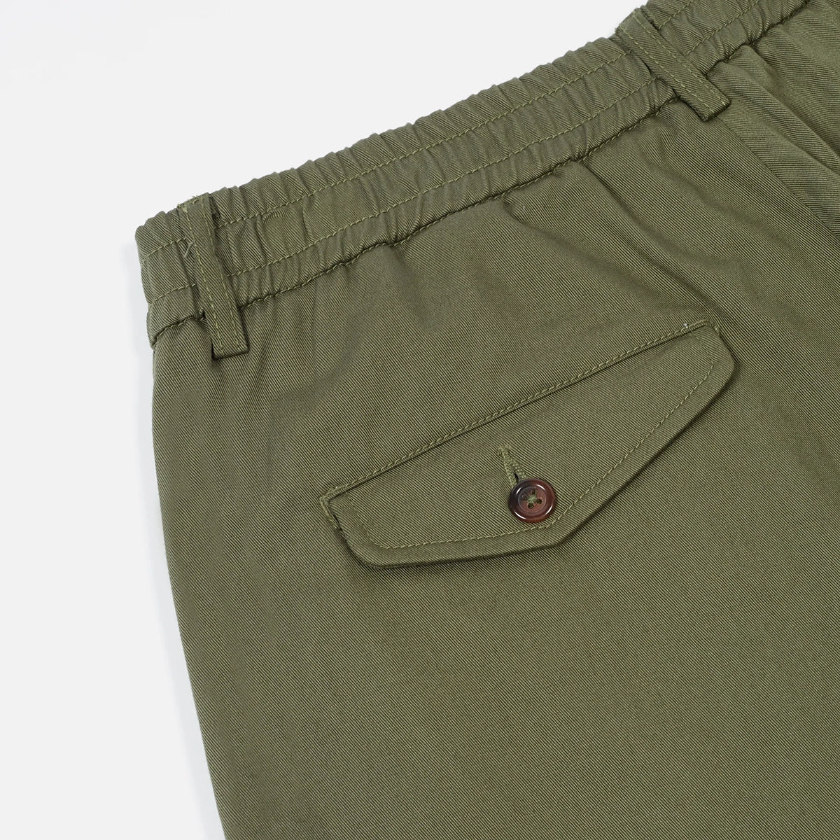 Pleated Track Pant - Light Olive Twill