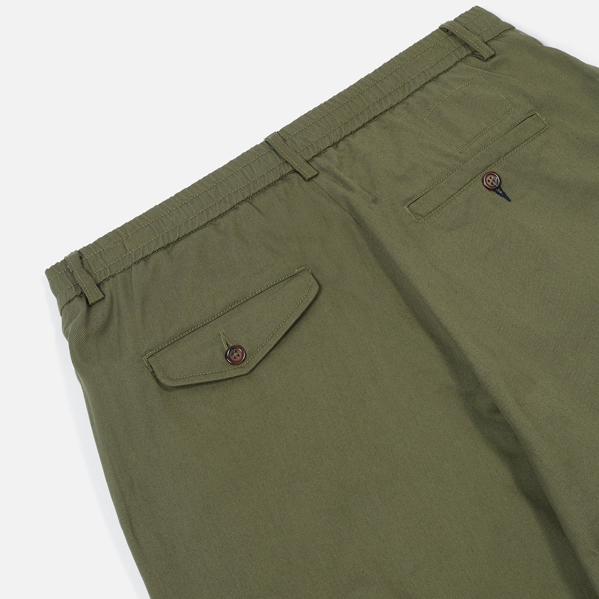 Pleated Track Pant - Light Olive Twill
