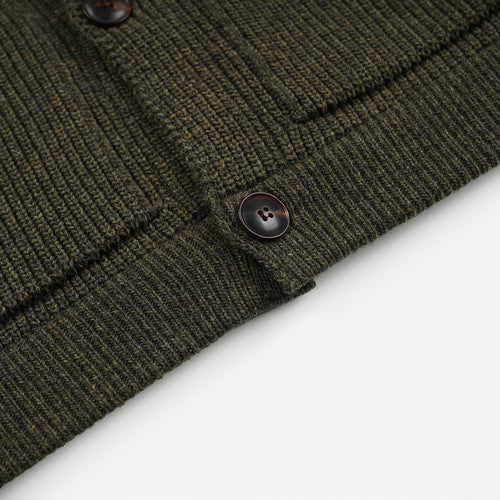 Ultra Heavyweight Collar Cardigan - Forest Green