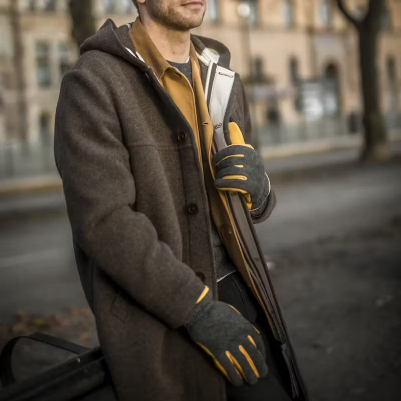 Noah Nubuck Gloves - Charcoal/Tan