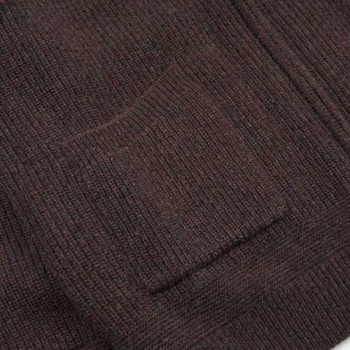 Wool Deck Zipup Cardigan - Choco Brown
