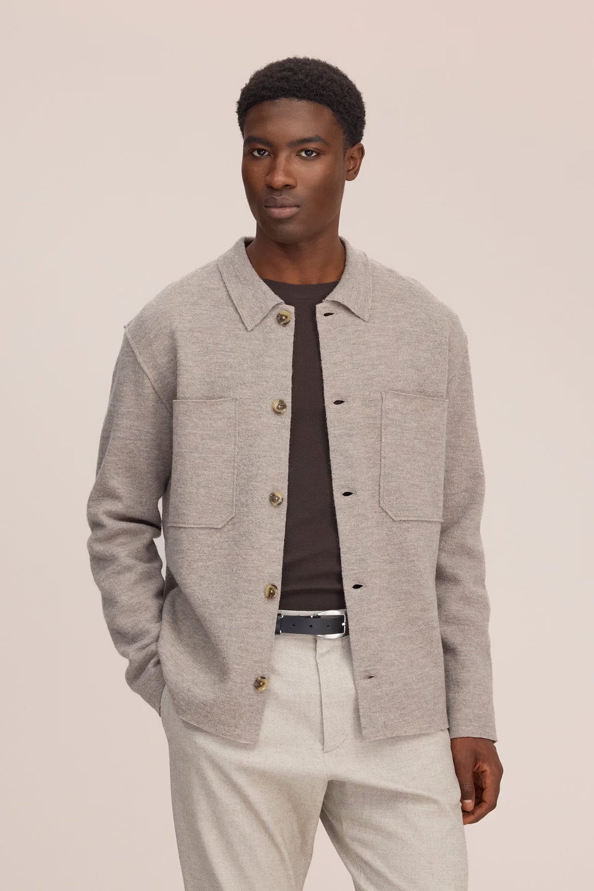 Jonas Buttoned Overshirt - Khaki Beige