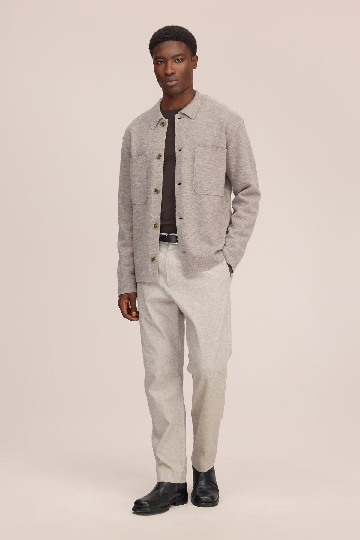 Jonas Buttoned Overshirt - Khaki Beige