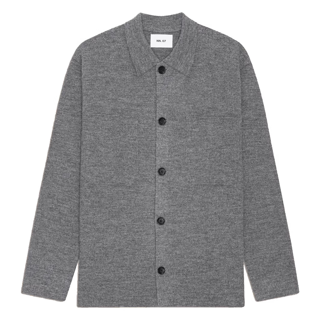 Jonas Buttoned Overshirt - Dark Grey Melange