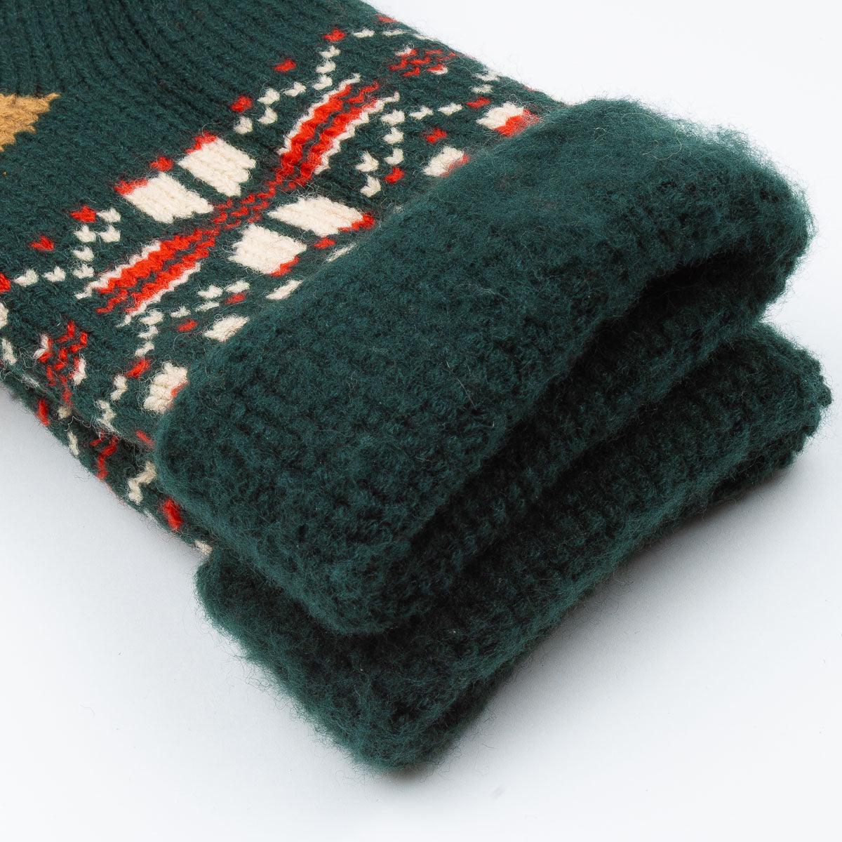 Comfy Room Socks - Forest Green Snowflake