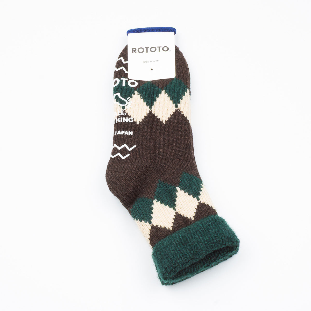 Comfy Room Socks - D.Green/Brown Diamond