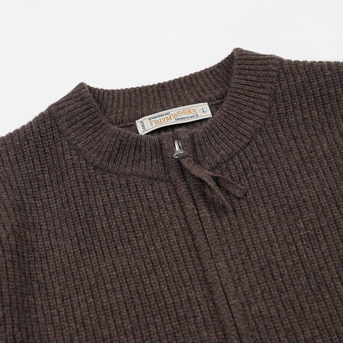 Wool Deck Zipup Cardigan - Choco Brown