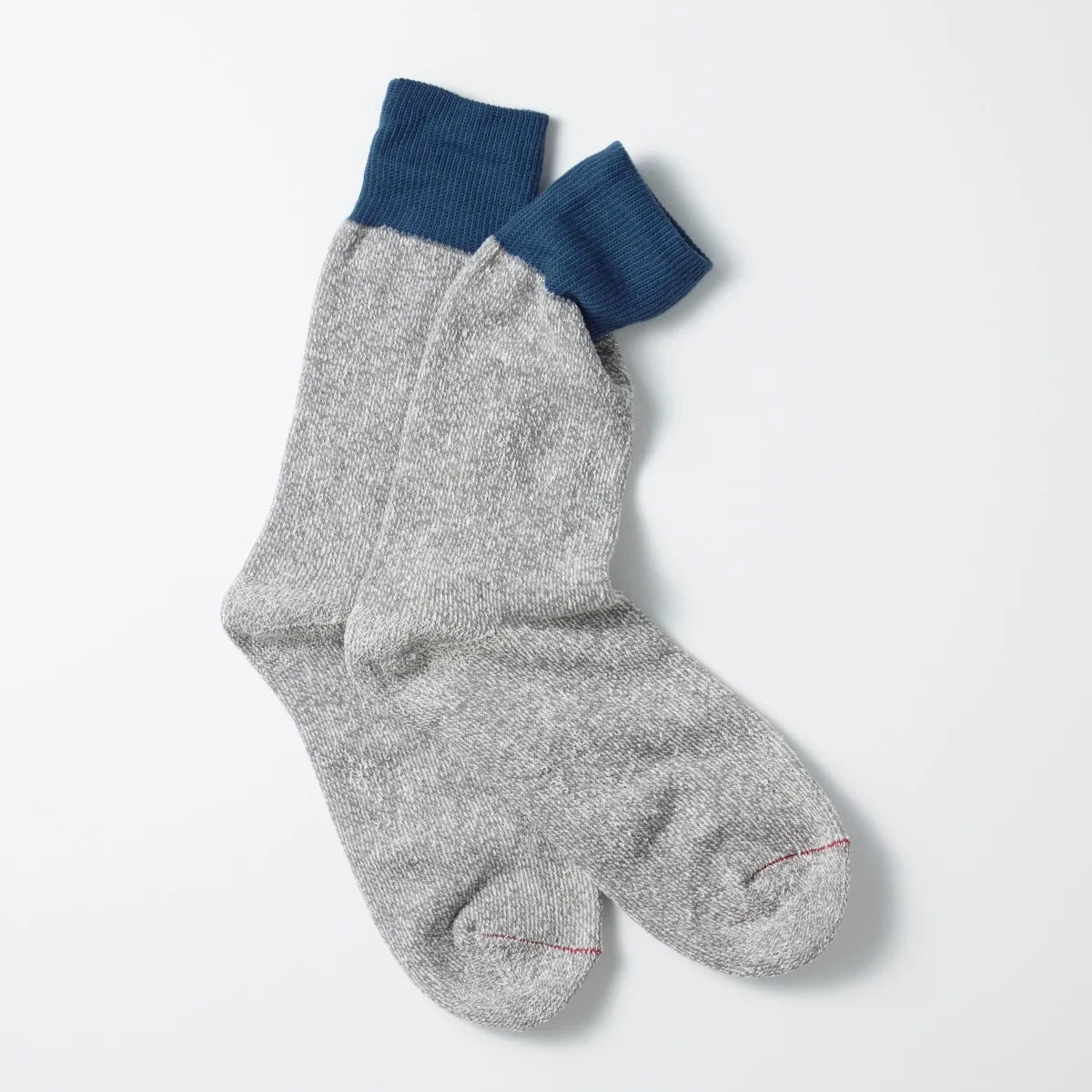 Double Face Crew Silk/Cotton Sock - Blue/Grey