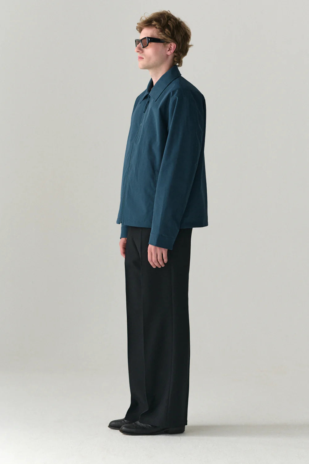 Zip Up Crinkle Jacket - Vintage Blue