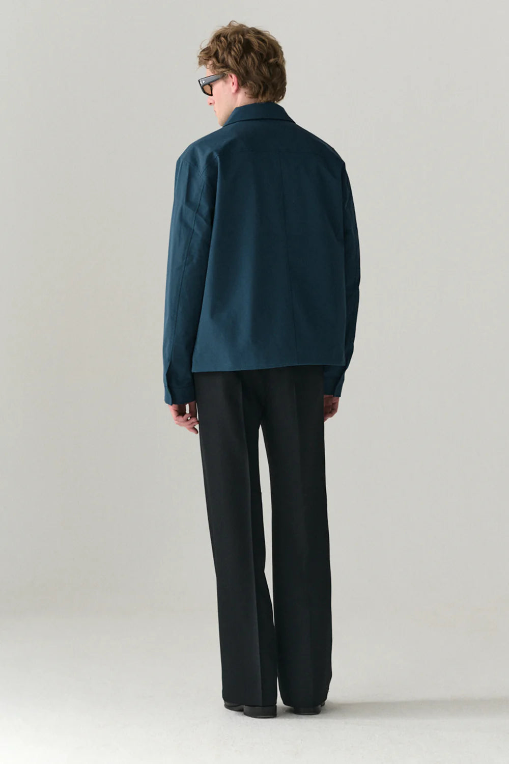 Zip Up Crinkle Jacket - Vintage Blue
