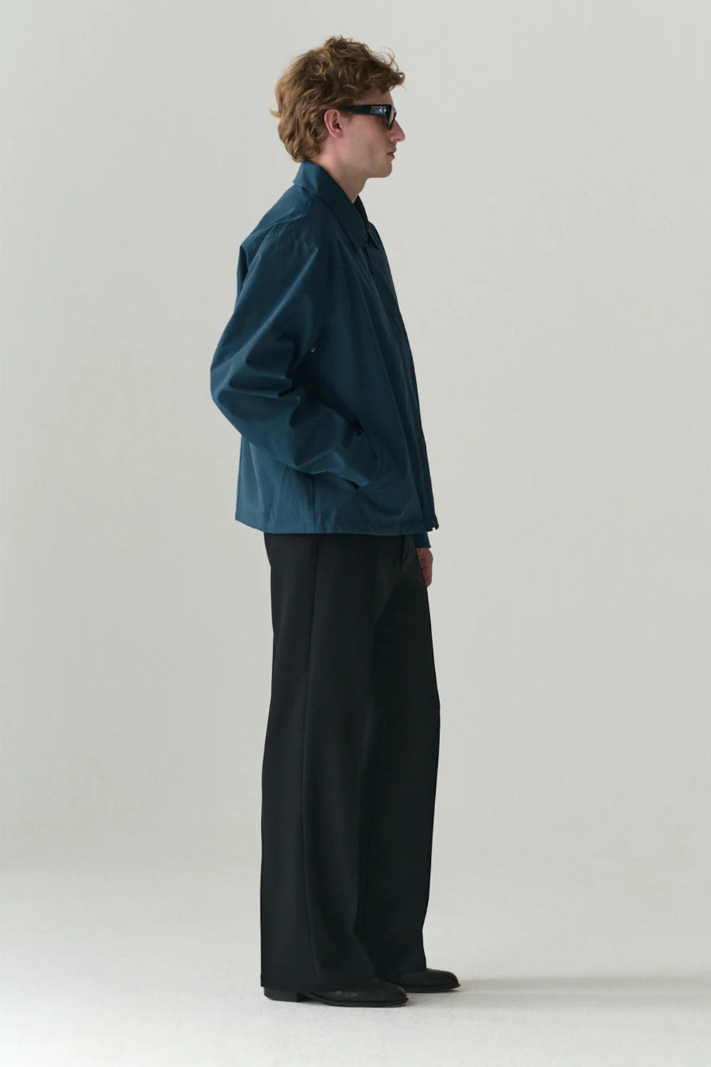 Zip Up Crinkle Jacket - Vintage Blue