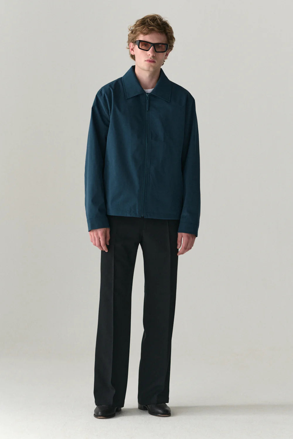 Zip Up Crinkle Jacket - Vintage Blue