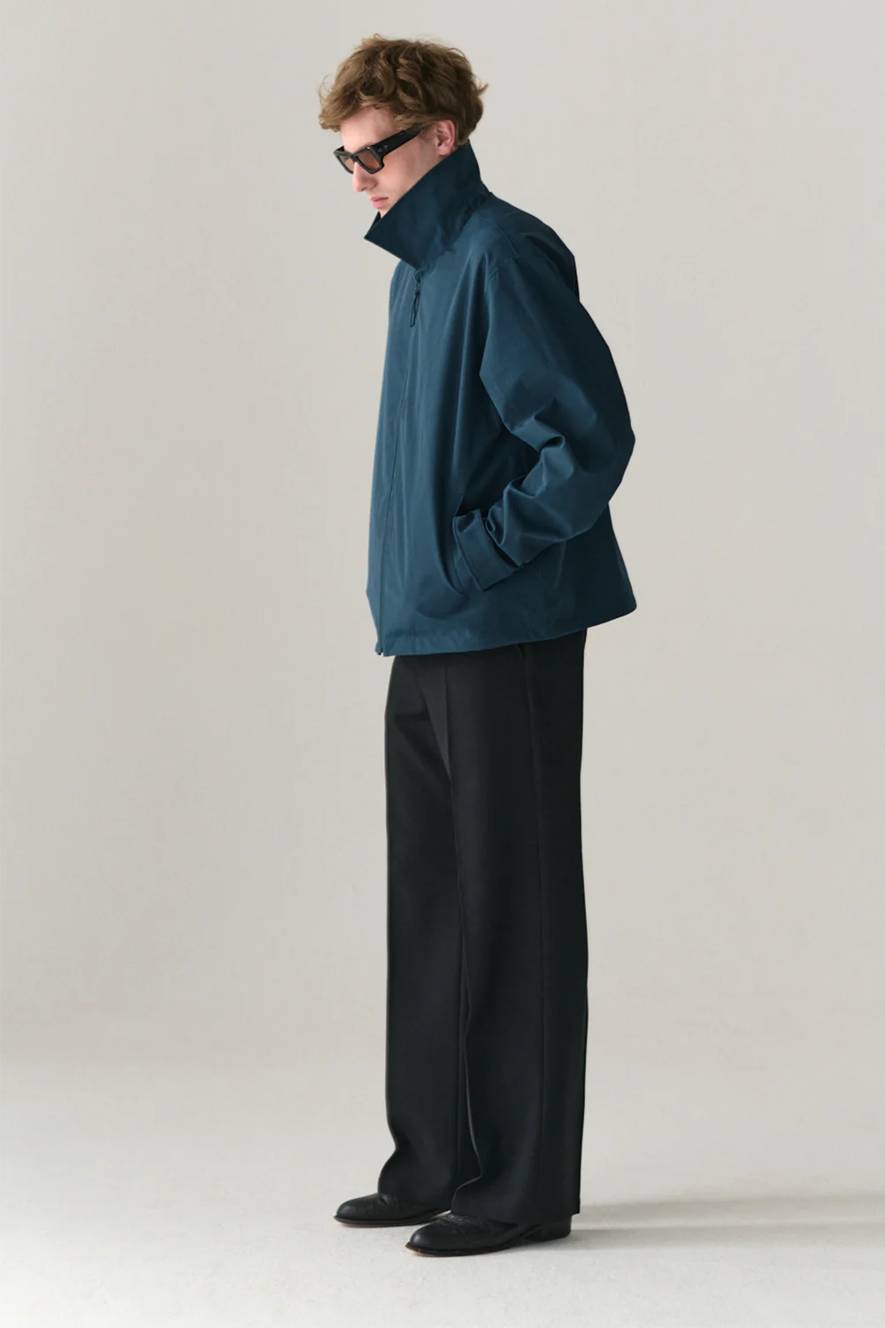 Zip Up Crinkle Jacket - Vintage Blue