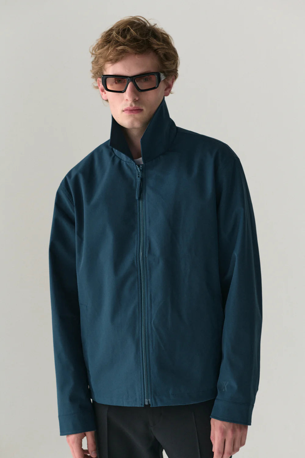 Zip Up Crinkle Jacket - Vintage Blue