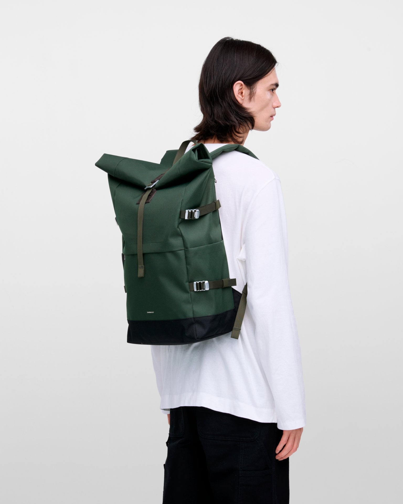 Icon 16" Rolltop Backpack - Dawn Green/Dark Brown Leather