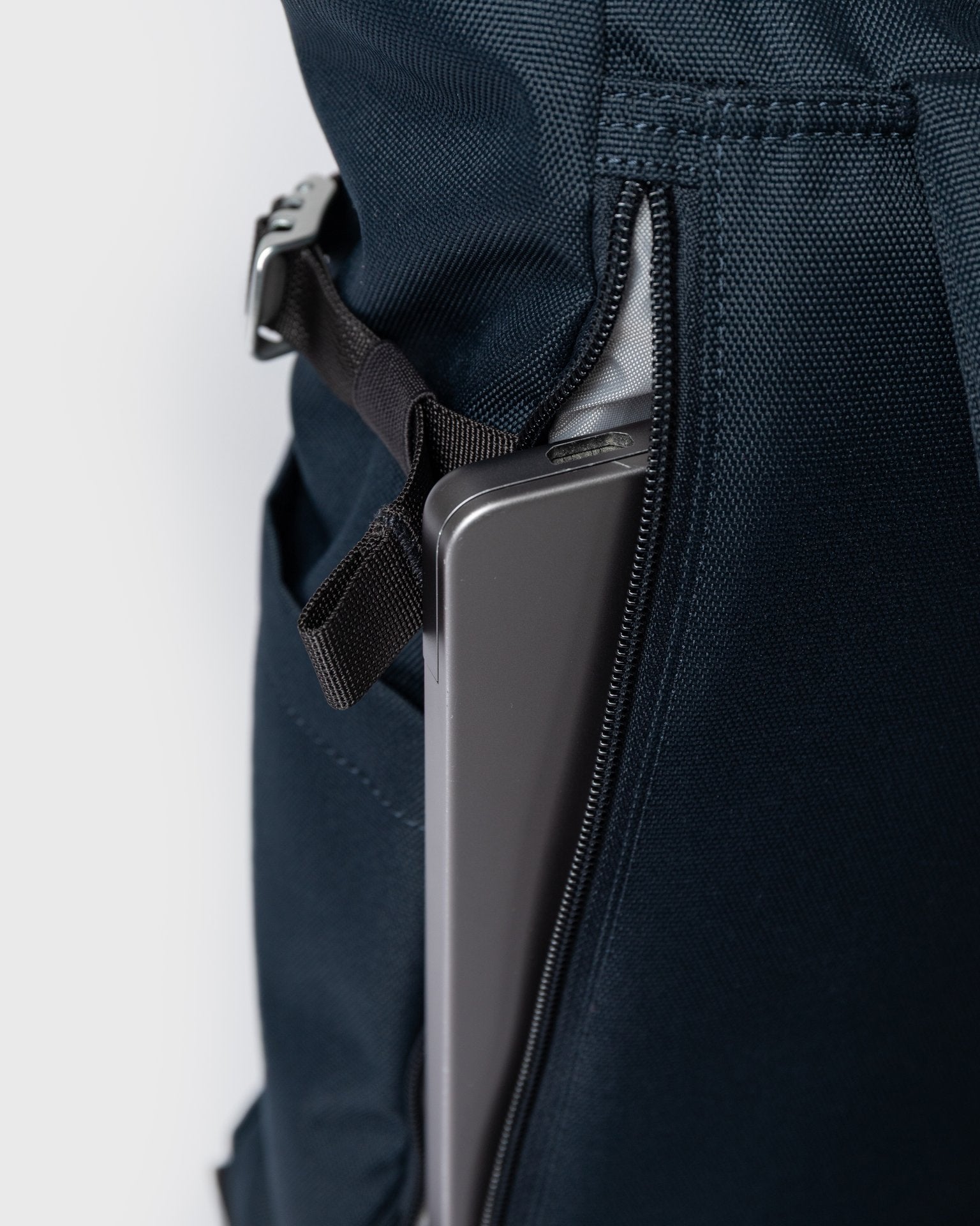 Icon 14" Rolltop Backpack - Navy & Black Leather