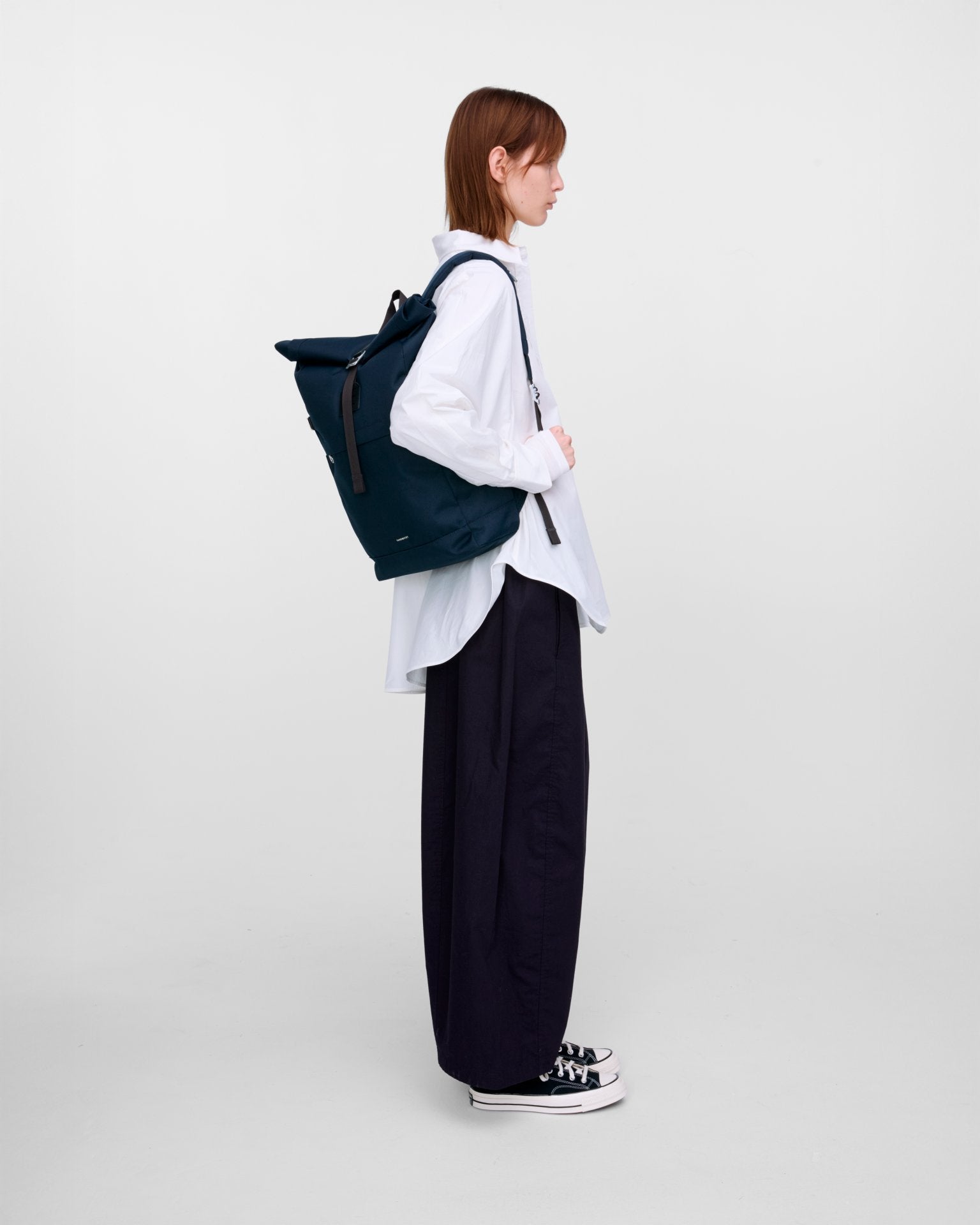 Icon 14" Rolltop Backpack - Navy & Black Leather
