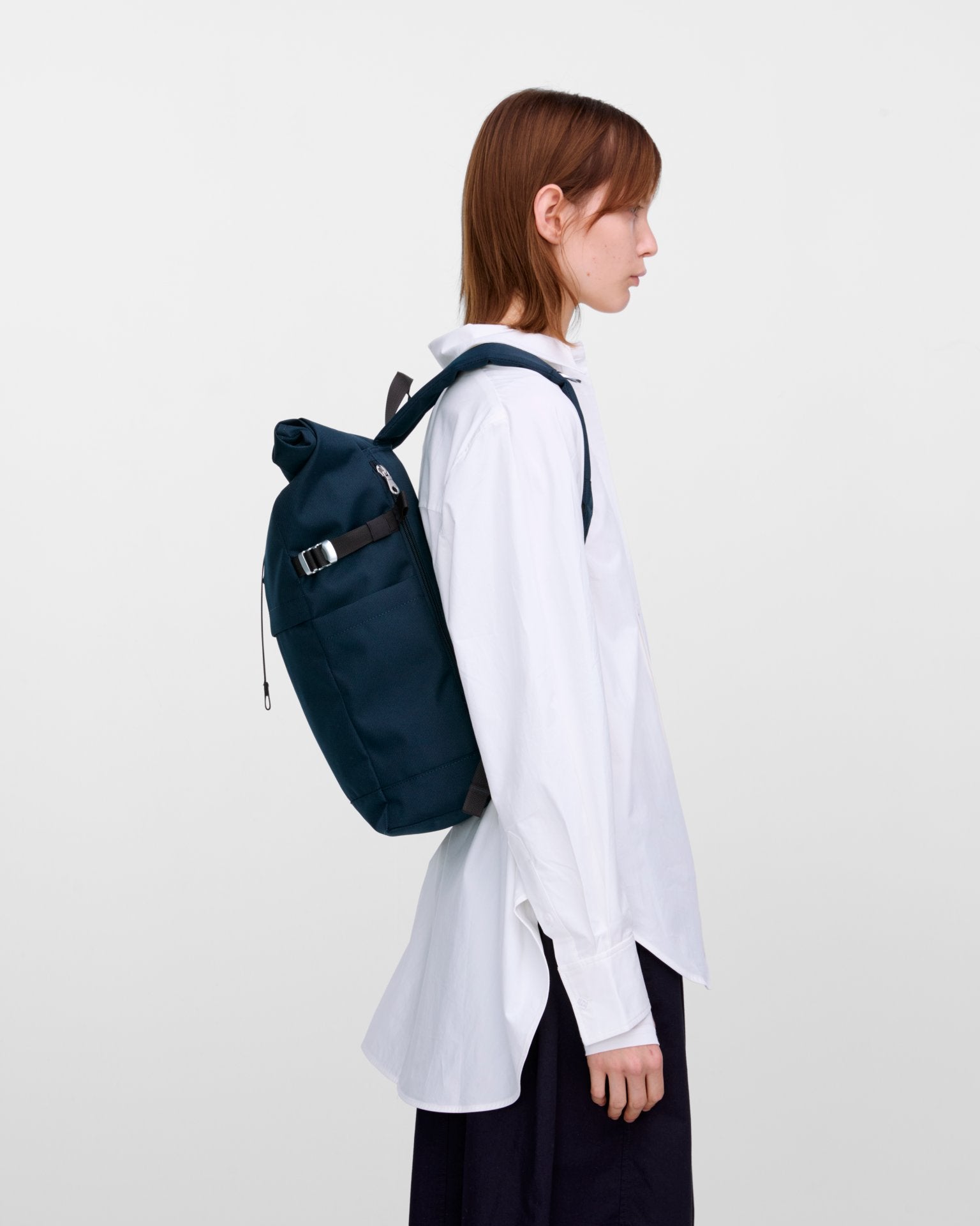 Icon 14" Rolltop Backpack - Navy & Black Leather