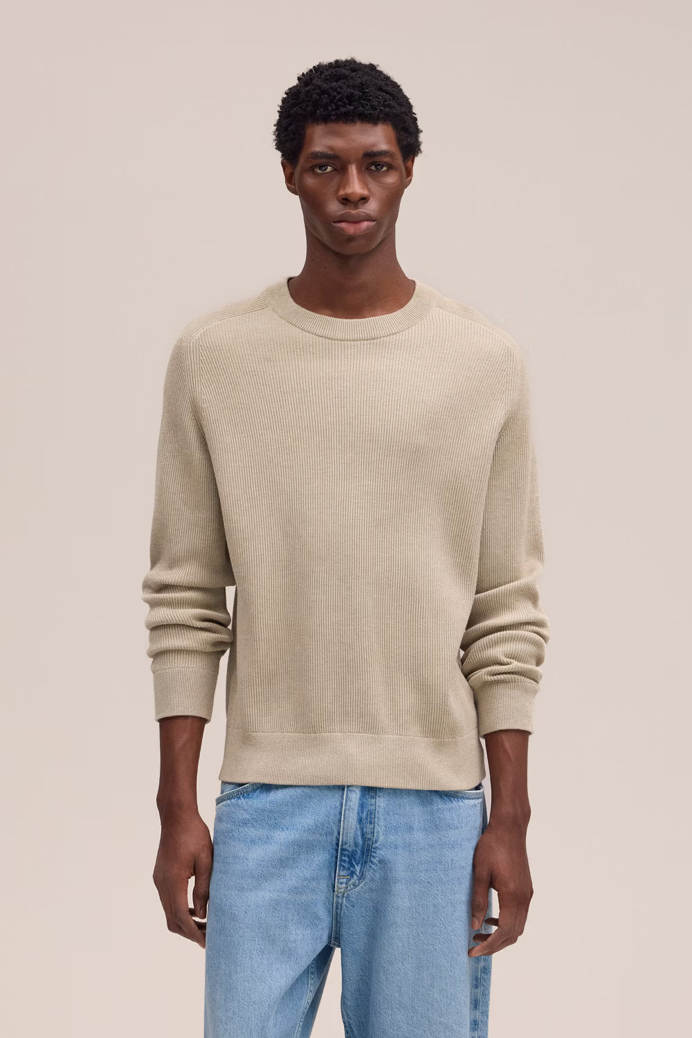 Kevin Ribbed Sweater - Khaki Beige