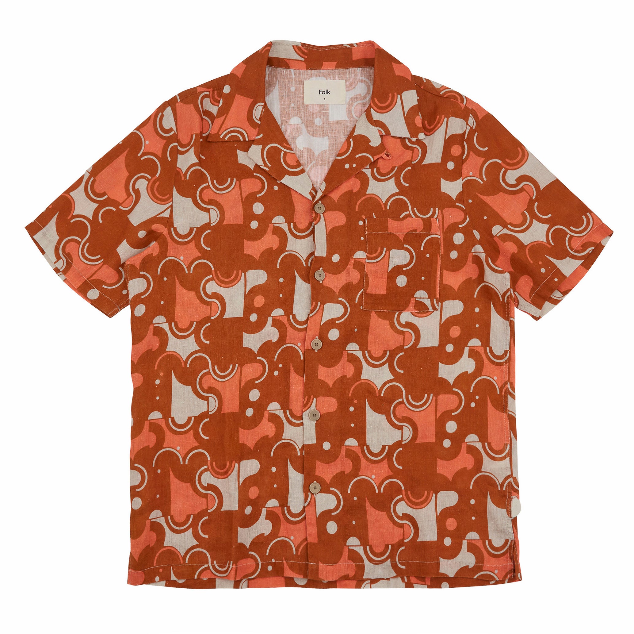 Soft Collar Shirt - Coil Print Ochre