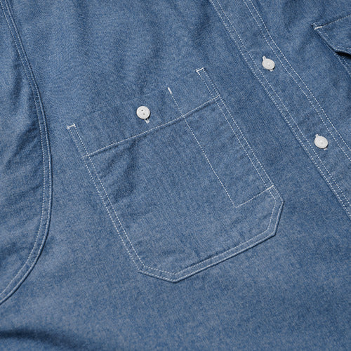 1920s Chambray Work Shirt - Blue