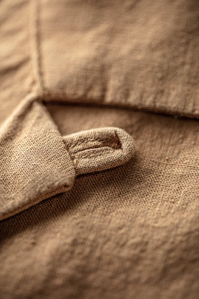 Luca Embriodered Shirt - Tan Linen Blend