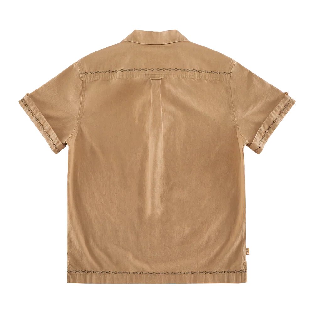 Luca Embriodered Shirt - Tan Linen Blend