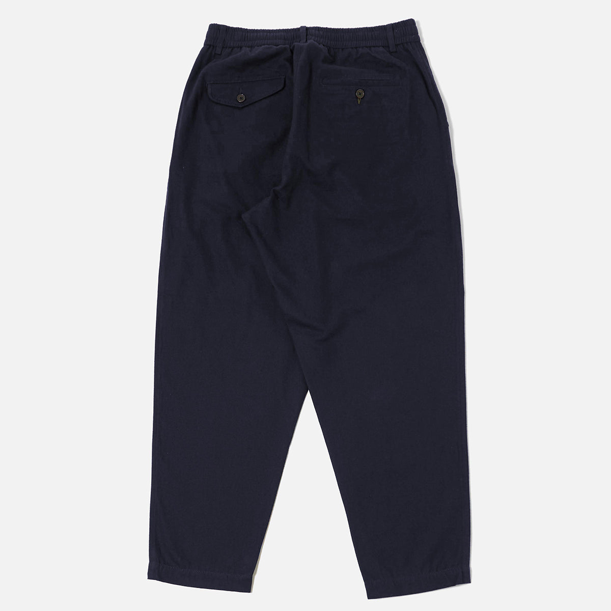 Pleated Track Pant - Navy Brushed Moleskin