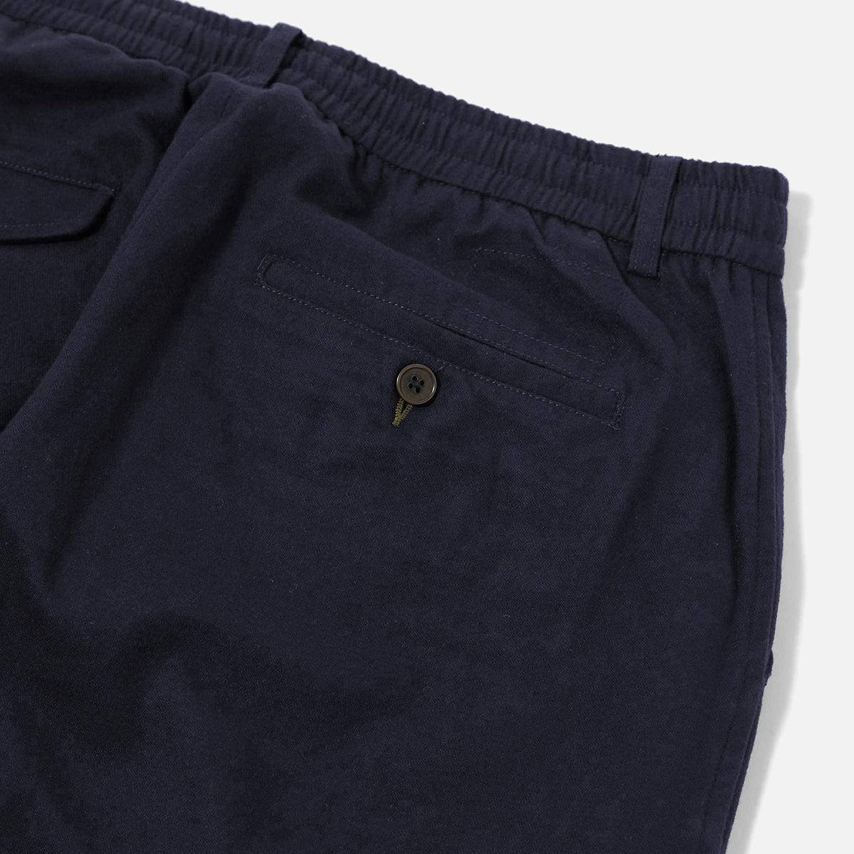 Pleated Track Pant - Navy Brushed Moleskin